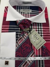 Fancy Dress Shirt With Tie, Handkerchief, And Cuff link