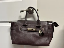 Coach Swagger 27 Satchel Handbag Pebble Leather Oxblood 87295 NWOT
