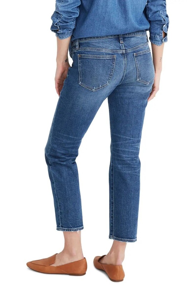 NEW Madewell Maternity Side Panel Classic Straight Jeans AJ228 Blue