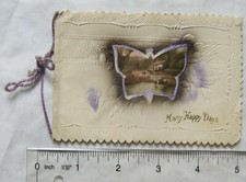 Vintage: New Year card - rural scene inside a butterfly