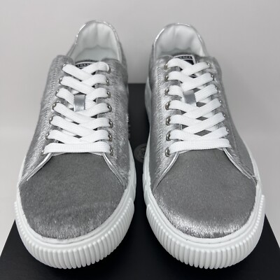 スニーカー Versace Sneaker Calf Leathersuedefabric Versace Versace Light Pink and White Calf Leather Sneakers