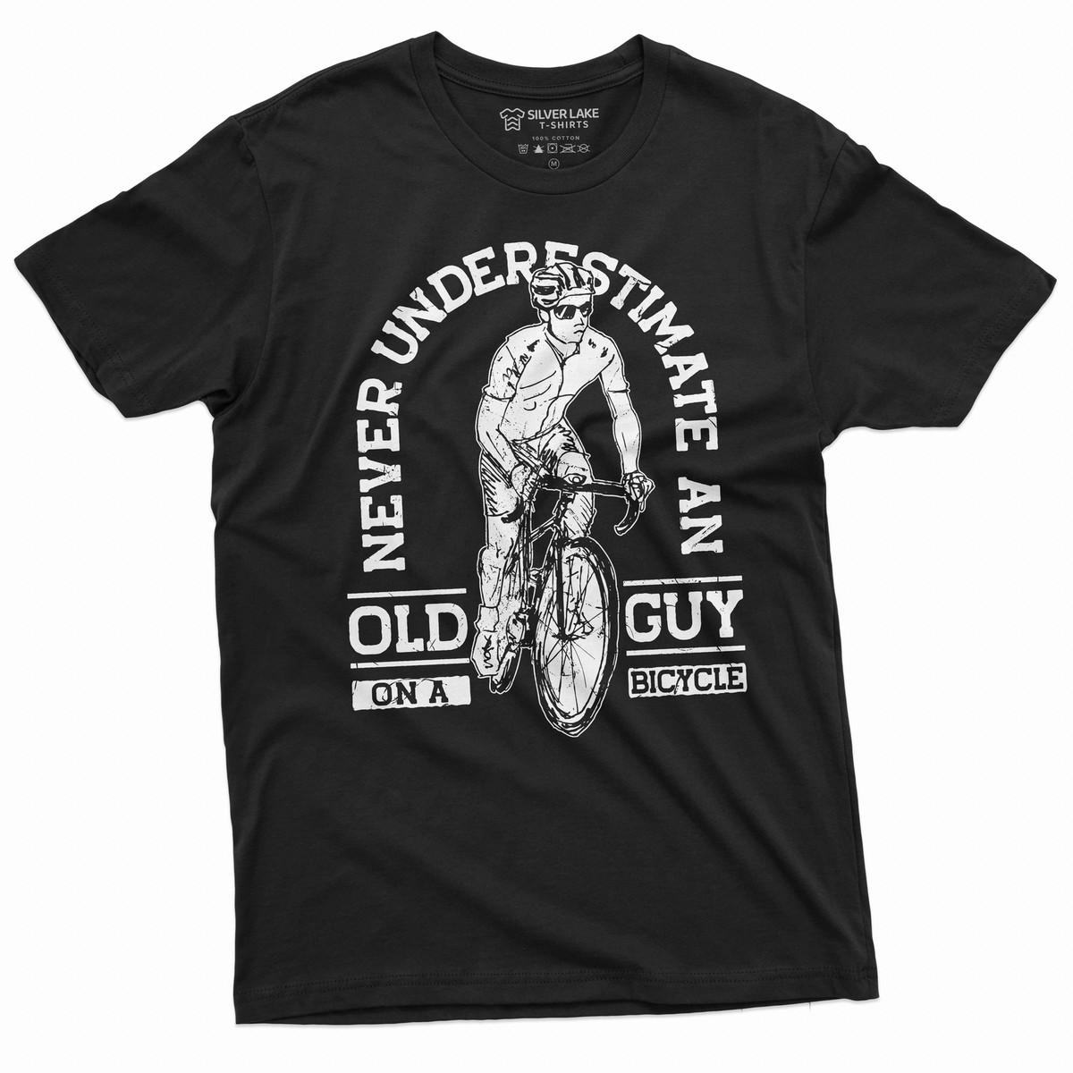 Men's Bicycle Bike T-shirt Old guy on bicycle Papa Dad Grandpa biking Tee  Shirt