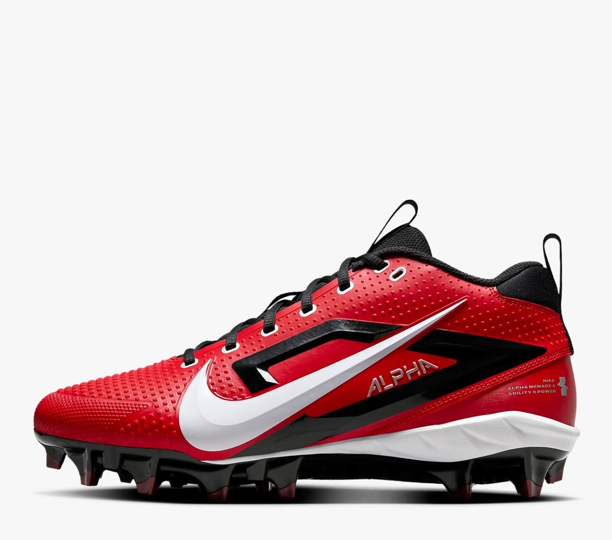 Nike Alpha Menace 4 Varsity Football Cleats, University Red Nike Alpha Menace 4 Varsity Football Cleats, University Red