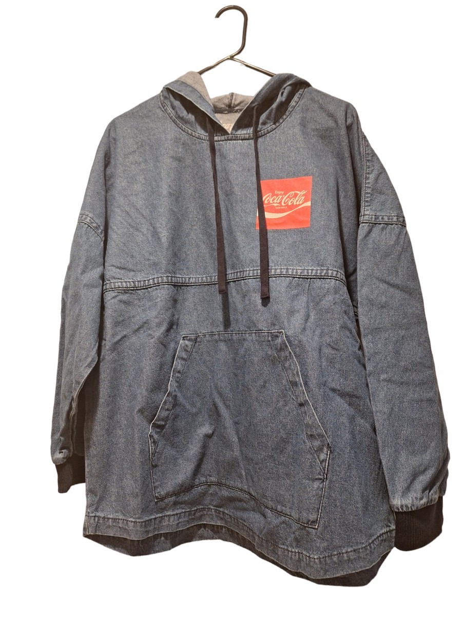 Coca-Cola Denim Style Pullover Hooded Spirit Jersey Adult Size