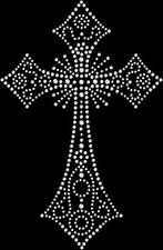 Rhinestone Bling Sparkle Iron On Transfer DIY White Crystal Cross