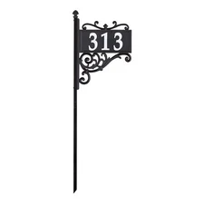 Products 11244 Nite Bright Acanthus Reflective Post Sign Address Plaque Black/wh