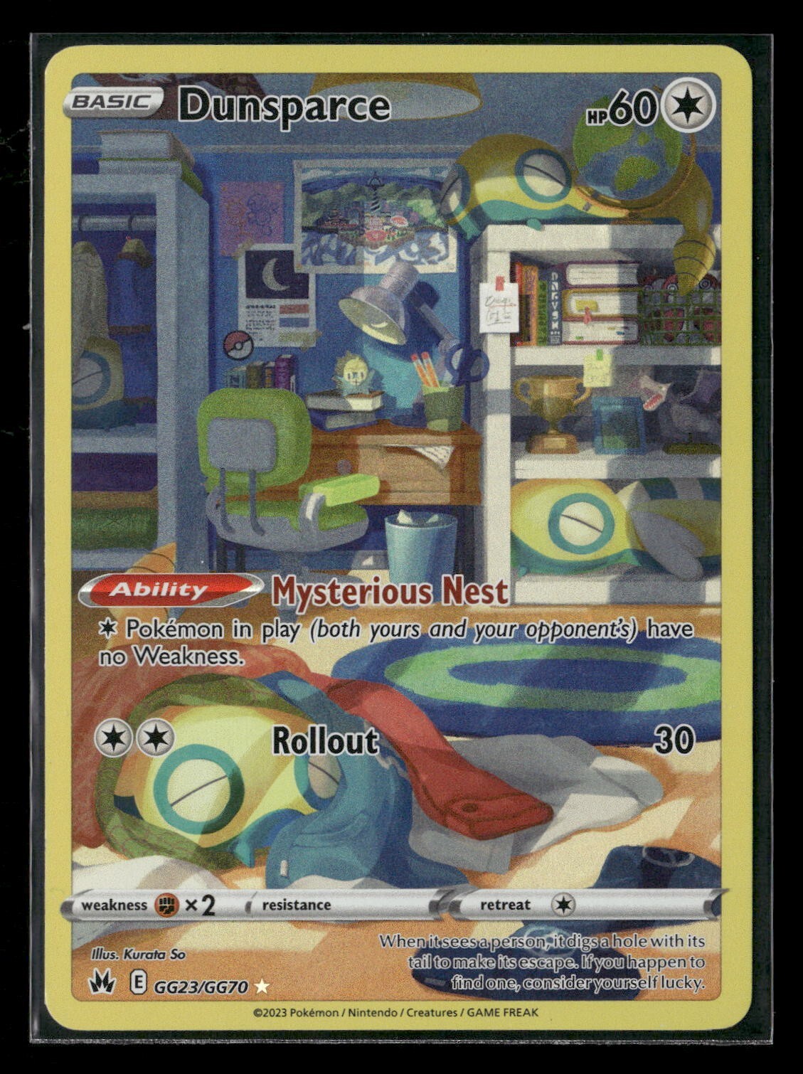 Dunsparce GG23/GG70 Crown Zenith FULL ART Pokemon Card NM