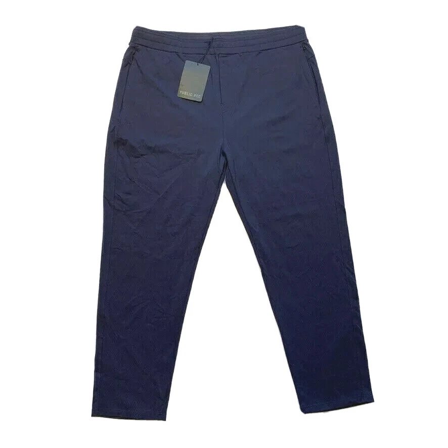 Public Rec All Day Every Day Pants Nylon Stretch Elastic Waist Jogger Blue 42/32