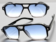 Mens Classic Vintage Retro Hip Hop SUNGLASSES Square Black Frame Light Blue Lens