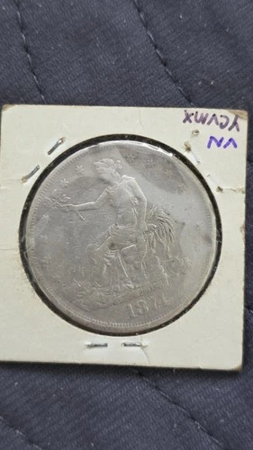 1874 Carson City Trade Dollar $1 Silver Coin VG Grade 0.900 Fineness