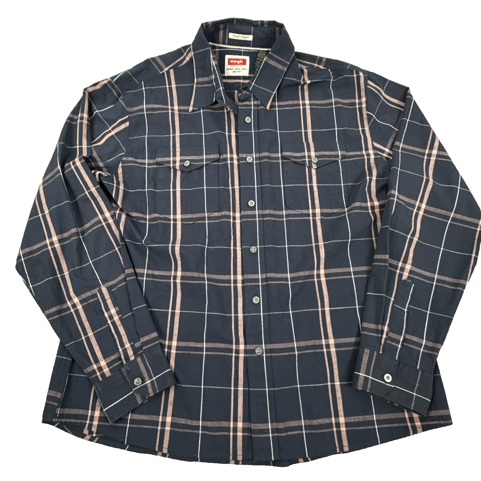 Wrangler Men's XL Long Sleeve Button Up Shirt Plaid Blue Multicolor. Western.