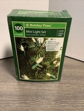 Holiday Time  100 Clear Mini Lights Green Wire Christmas,New, Indoor/Outdoor 23  