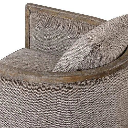 Uttermost Viaggio Contemporary Wood and Fabric Accent Chair in Gray - Picture 7 of 9