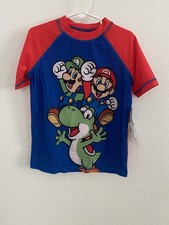 Super Mario Swim Trunk  Rashguard Set UPF 50 For Youth Size 10/12