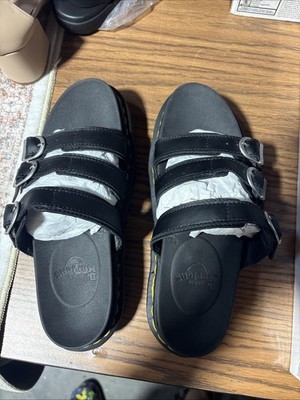 Dr. Martens Blaire Slide Black Leather Sandals Buckle 8 Womens