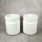 Vintage White Milk Glass Hobnail Kitchen Jars Counter Canisters 5" Tall Set Of 2