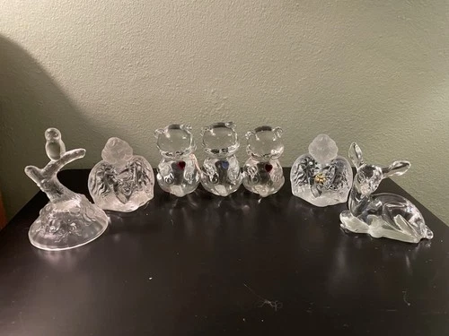 Fenton Glass Figures/ Animals Lot Of 7 - Angels, Bears, Deer, Owl