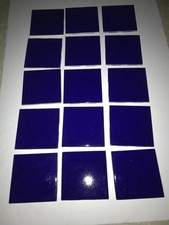 (23) Piastrella vintage Wenczel ceramica blu scuro/indaco 4-5/16" alcune scheggiate