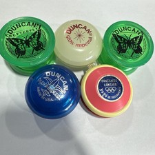 Vintage Duncan Yo-Yo Lot of 5 Glowing, Blue, Green Missing Strings