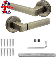 Lumina Internal Square Door Handles Lever on 54Mm Rose - Aluminium - Antique Bra