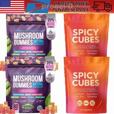 1/2x Functional Mushroom Gummies Supplement/ Spicy Cubes Hot Peach Gummies