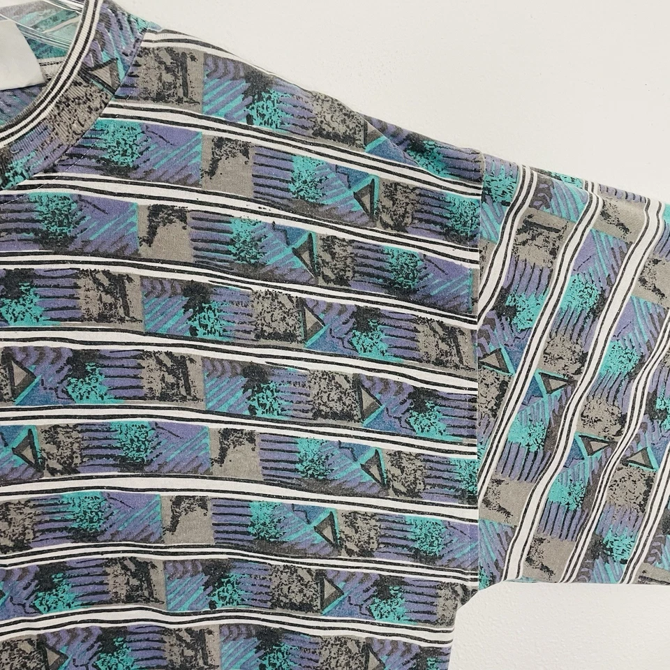 Винтажная футболка для коньков с коротким рукавом Rate 90-е 80-е субботы серфинг полоса ацтекская синяя XL - Изображение 3 из 4