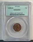 1935-D Lincoln Wheat Cent PCGS MS66RD "OGH" Old Green Holder