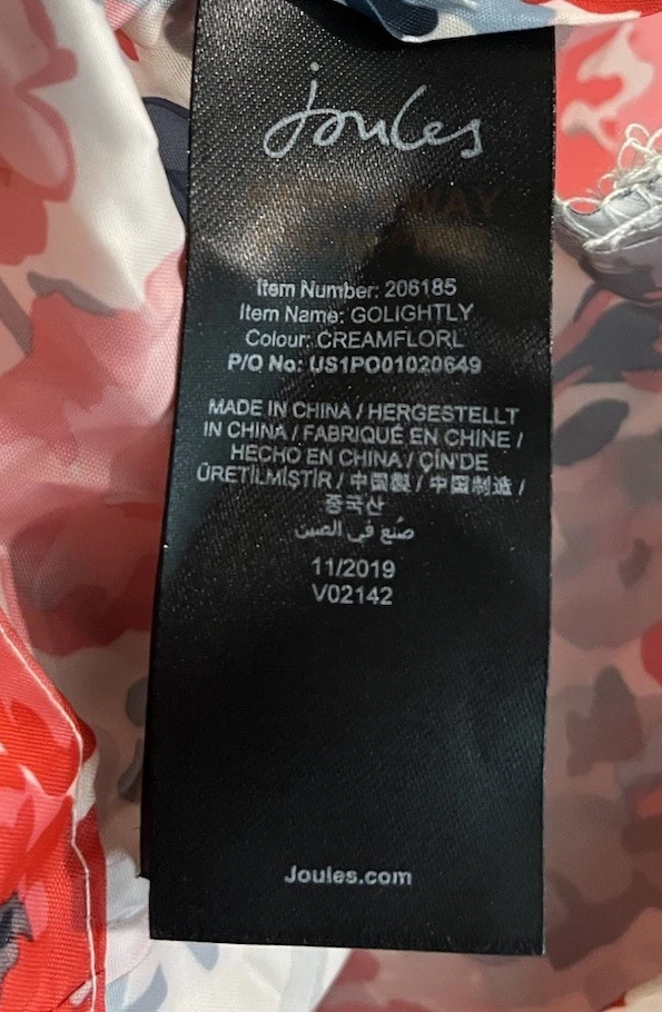 Joules Go легкий цветочный водонепроницаемый дышащий женский дождевик размер 2 - Изображение 4 из 4