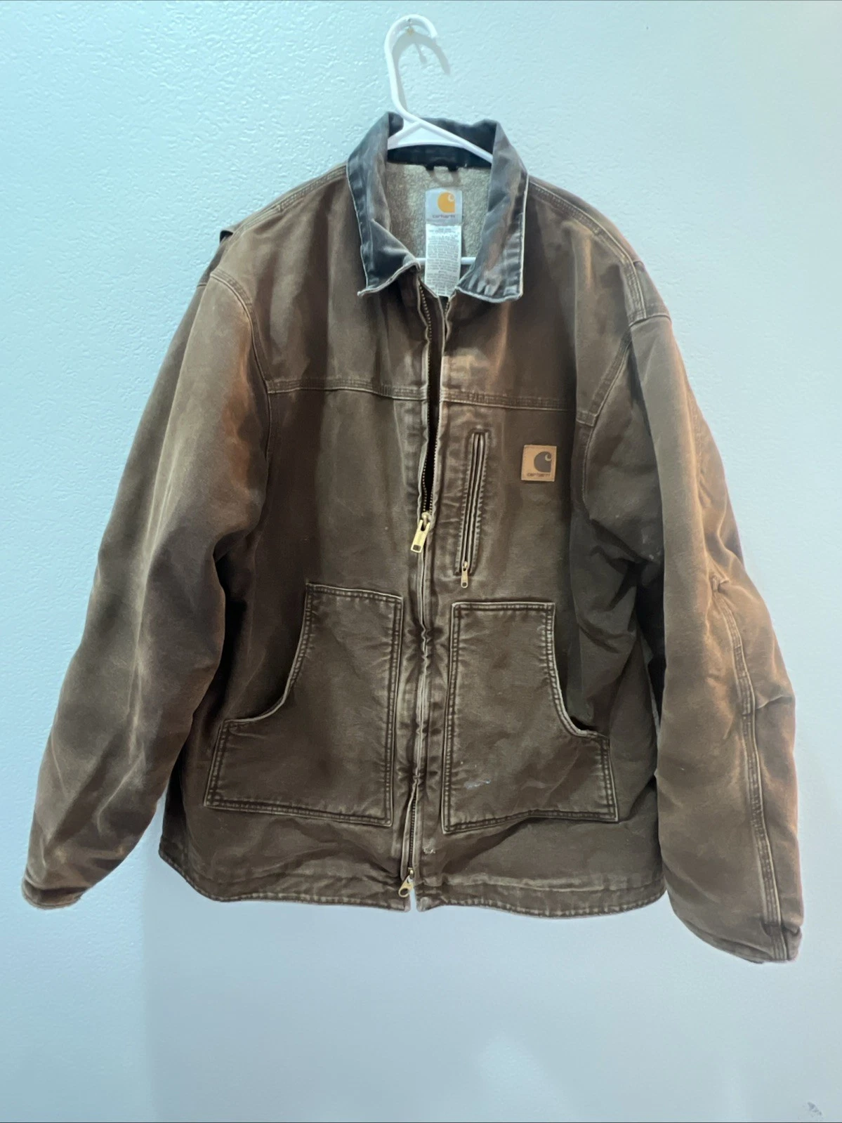 Vintage Carhartt Detroit Work Jacket Sherpa Lined Dark Brown C61 DKB XLT Tall