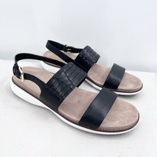 Cole Haan Original Grand Comfort Ankle Strap Black Leather Sandals Womens Size 8