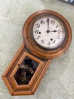 Vintage or Antique  Regulator Schoolhouse Short Drop Oak Clock no keys mfr? — photo 1