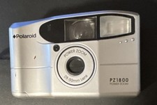 Polaroid PZ1800 Power Zoom 35mm Film Camera Auto Focus Built-In Flash Case Ma