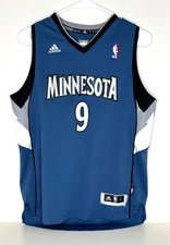 Adidas Youth L Large 14-16 #9 Rubio Minnesota Timberwolves Jersey Blue +2 Sewn