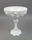 Vintage Fenton Milk Glass "Rose" Large High Foot Compote 7.75" High 1964-72