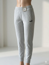 Image of NWT Puma Women's Melange Gray Essentials Regular Fit Logo Sweatpants Size 2X