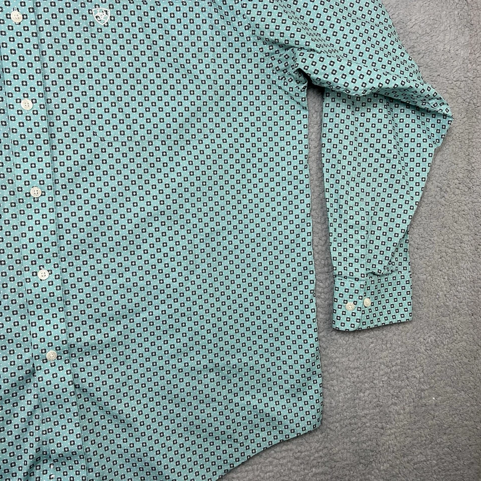 Ariat Men's XL Wrinkle Free Gunnar Long Sleeve Button Shirt Deep Teal - Image 2 of 4