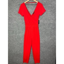 NWT Express Jumpsuit Faux Wrap Straight Leg Stretch Romper Women  s Sz XS