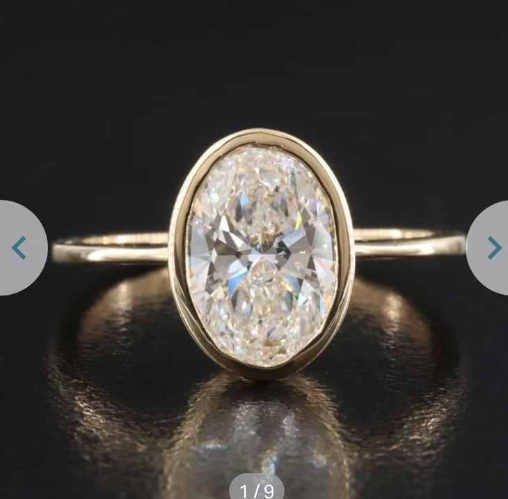 14k Yellow Gold Bezel Oval Lab-Grown Diamond Ring 1.89ct IGI 7.5