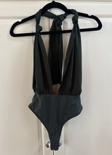 Chic Revolve NBD Hunter Green Thong Halter Top Bodysuit Size M Going Out Top