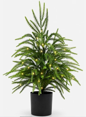 Nioclub 24 in (2 ft) Pre-Lit Artificial Norfolk Christmas Tree Potted Timer