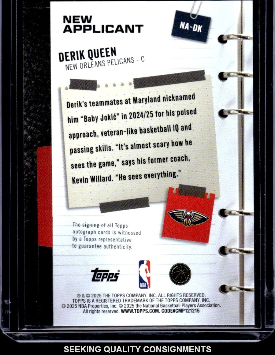 2025-26 Topps - New Applicants Autographs Derik Queen #NA-DK Green