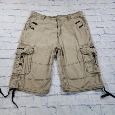 Southpole Cargo Shorts MENS 40 Beige Ripstop Denim Baggy Skater