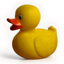 Vintage Schylling Giant Yellow Rubber Duck Bath Toy   2003   Approx. 11" Long