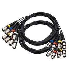 pegcabac 2Pack 4 Channel XLR Snake Cables 3FT, red, blue, yellow, white