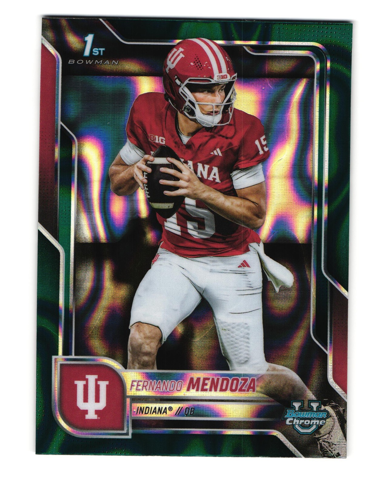 2025 Bowman University Chrome #109 Fernando Mendoza Teal Lava Refractor