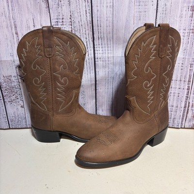 Dan Post Brown Leather Western Tooled Round Toe Pull On Cowboy Boots Womens 5