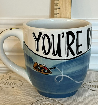 Glory Haus, Fisherman's Mug! ''You're Reel Great'' Fish, Boat, Fishing Rod,16oz