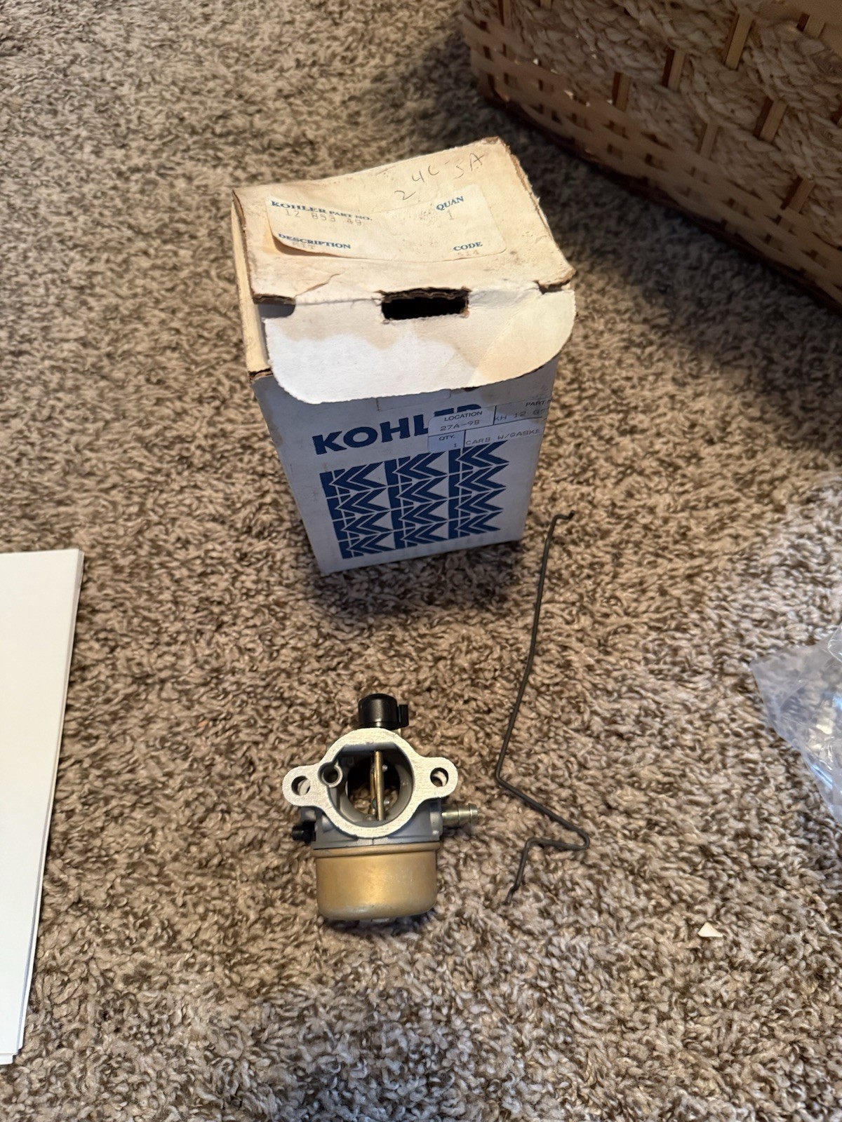 New Genuine OEM Kohler 12-853-49 Carburetor NOS With Choke Linkage And Gaskets