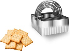 Fluted Cookie Cutters Set, Square Biscuit Cutter with Handle, Stainless Steel Wa