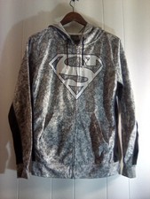 Men's DC Comics Superman Zip Up Hoodie Small Black  White